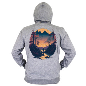 Hoodie Zipper Pria memancing ikan dengan ilustrasi vektor 