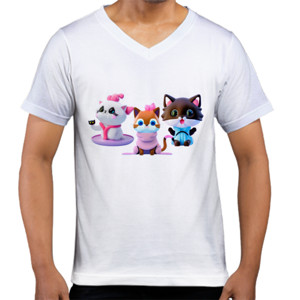 Kaos  Kaos Kucing Lucu Bertiga Putih Oren Hitam