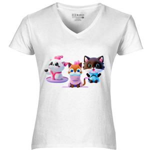 Kaos Kaos Kucing Lucu Bertiga Putih Oren Hitam