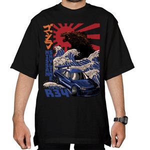 Kaos Oversize Godzilla Nissan Skyline R34 Kanagawa Japan Style 