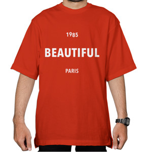Kaos Oversize Beautiful 1985 Paris Red T-Shirt
