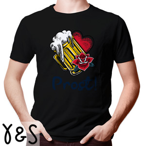 Kaos Desain Grafis  Unik Glas Minuman Dan Bunga Mawar.