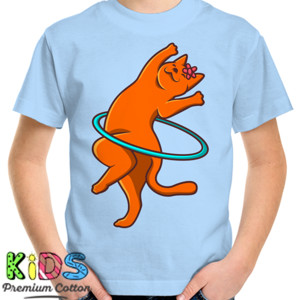 Kaos Kucing Lucu Bermain Hulahoop