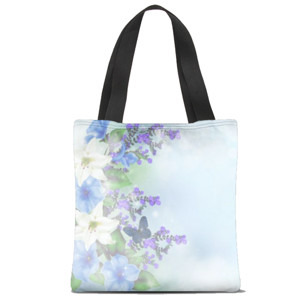 Tas Tote Fullprint Bunga biru