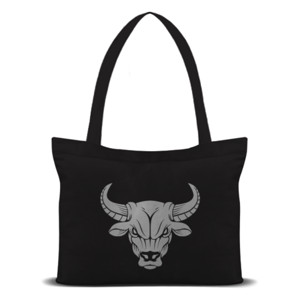 Tas Tote kepala banteng marah putih