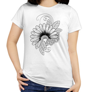 Kaos Bunga Hitam Putih