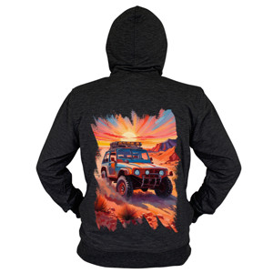 Hoodie Zipper Mobil offroad di gurun