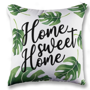Bantal home sweet home motif daun 2