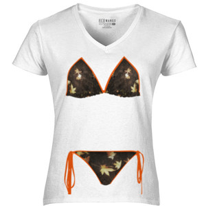 Kaos Bikini Hitam Bertali Orange