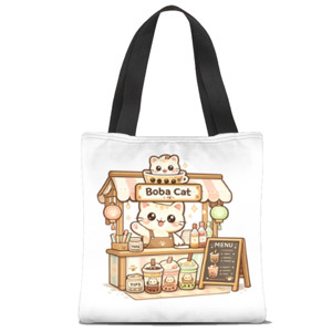 Tas Tote Fullprint BOBA CAT STREET STALL
