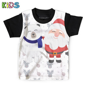 Kaos Anak Full-Print santa klaus dan polar bear
