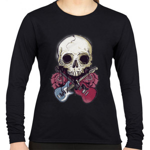 Kaos Kaos skull and guitars t-shirt trendy tattoo style