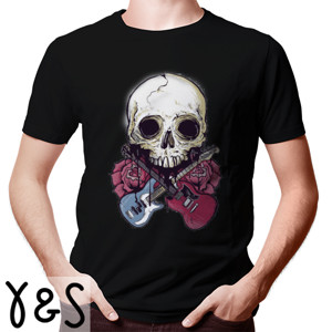 Kaos Kaos skull and guitars t-shirt trendy tattoo style