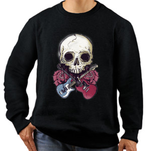 Jaket Sweater Kaos skull and guitars t-shirt trendy tattoo style