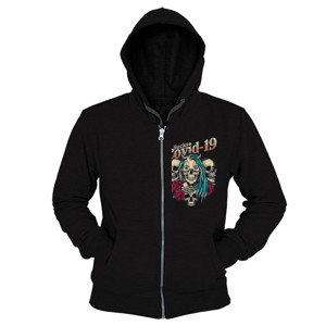 Hoodie Zipper Covid Skull