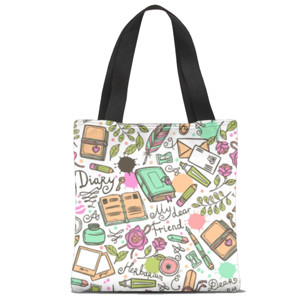 Tas Tote Fullprint Diary seamless pattern vector
