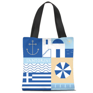 Tas Tote Fullprint SANTORINI YUNANI