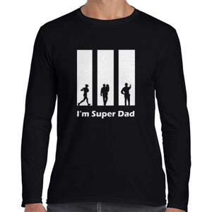 Kaos super dad running hitam lengan panjang