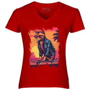 Kaos Kucing skateboard 