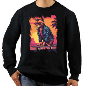 Jaket Sweater Kucing skateboard 