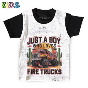 Kaos Anak Full-Print Just A Boy Who Loves Fire Trucks