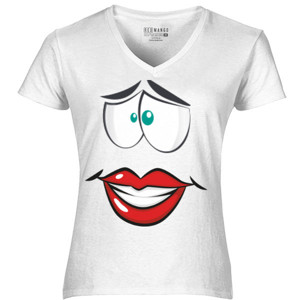 Kaos bibir dan mata putih