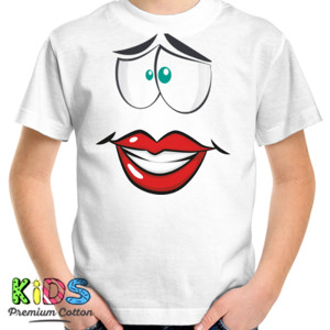 Kaos bibir dan mata putih