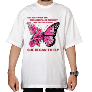 Kaos Oversize Kaos Cewe Keren, Tema Kupu-kupu Lucu 07