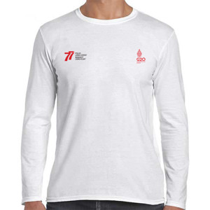 Kaos Kaos HUT 77 RI Lengan Panjang Unisex Merah