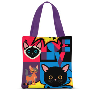 Tas Tote Fullprint Poome Love Cat 