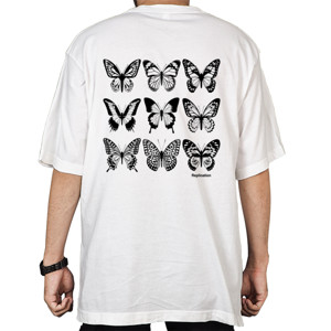 Kaos Oversize Replioation Butterfly White T-Shirt