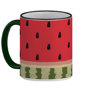 Mug Mug Gagang Warna Motif Semangka