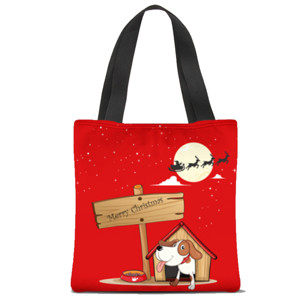 Tas Tote Fullprint Puppies & Santa