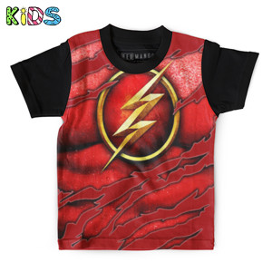 Kaos Anak Full-Print Baju Kaos Anak Distro Flash Ripped Chest Inspired