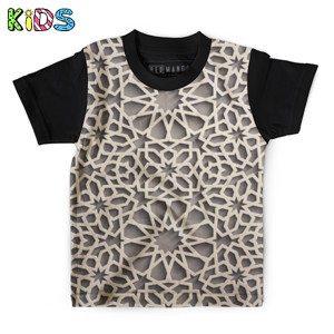 Kaos Anak Full-Print Baju Kaos Anak Brown islamic ornament