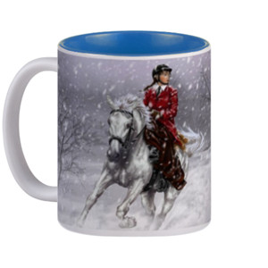Mug Gelas Motif Gambar Berkuda Di Badai Salju