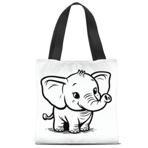 Tas Tote Fullprint Totebag coloring elephant