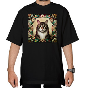 Kaos Oversize kepolosan kucing dan nuansa jaman dulu