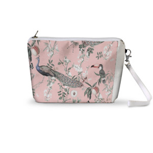 Pouch Trapesium Tropical Birds - Peacocks & Toucans in Pink (WZ)