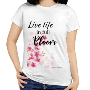 Kaos tshirt dengan gbr bunga dan quote