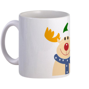 Mug rusa kutub dengan topi natal