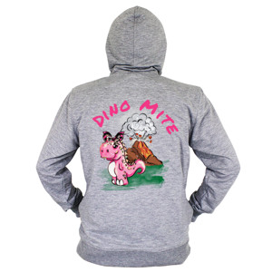 Hoodie Zipper Dino Mite pink (belakang saja)
