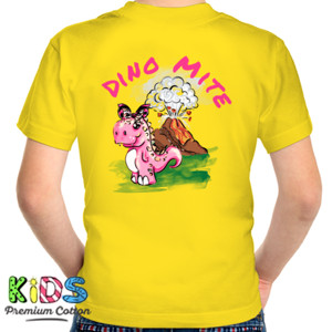 Kaos Dino Mite pink (belakang saja)