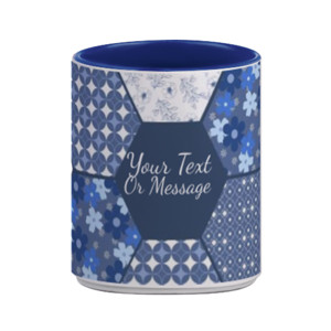 Mug Sunny Dalam Custom Nama Motif Perca Biru