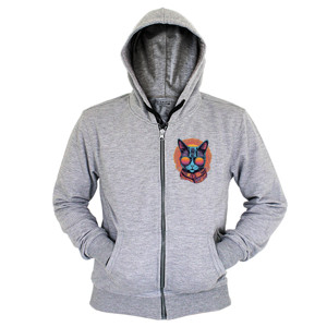 Hoodie Zipper Kucing Retro