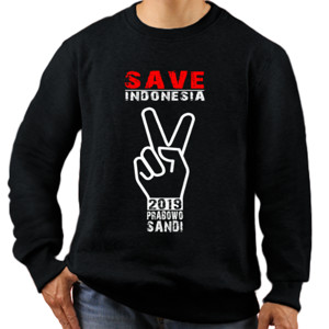 Jaket Sweater Save Indonesia 2019 Prabowo Sandi (White Text)
