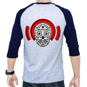 Kaos Raglan Tengkorak dan Headset