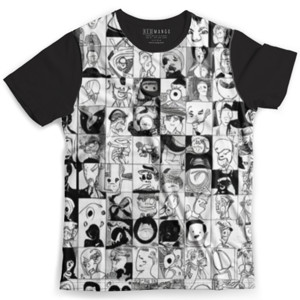 Kaos Fullprint Doodle Wajah Kartun Abstrak 3