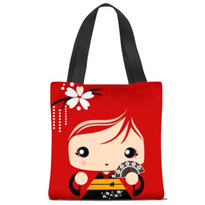 Tas Tote Fullprint Geisha Rambut Merah