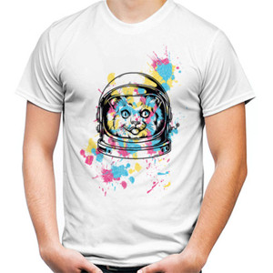 Kaos Abstract Astronaut Cat